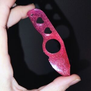 Glittery Pink Resin Heart Dagger Charm